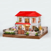 紙紮上荷苑(紅頂紫傘)-3