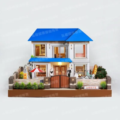 紙紮上荷苑(藍頂紅傘)-1