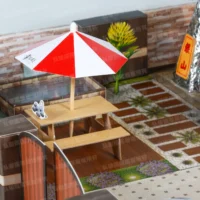 紙紮上荷苑(藍頂紅傘)-6